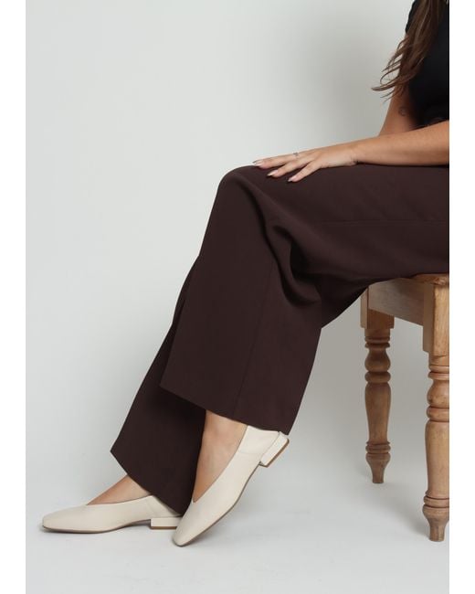 Daniel Natural Saria Cream Leather Square Toe Ballet Pumps