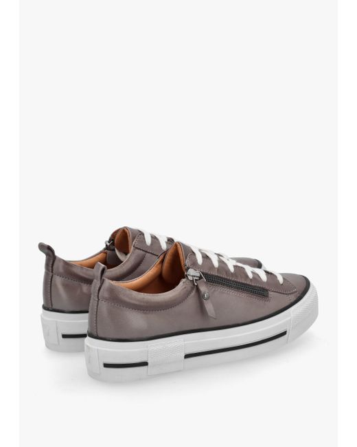 Moda In Pelle White Filician Grey Leather Side Zip Trainers