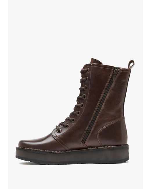 Fly London Brown Rami Wine Leather Lace Up Ankle Boots