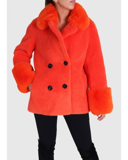 American Dreams Fiona Short Orange Wool Coat