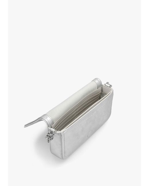 Marc Jacobs White The Metallic Leather Chain Silver Mini Cross-body Bag