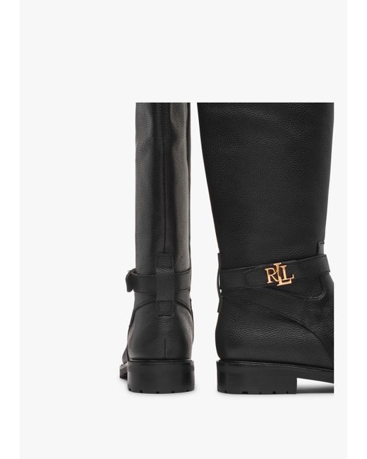 Lauren by Ralph Lauren Hallee Black Leather Knee Boots