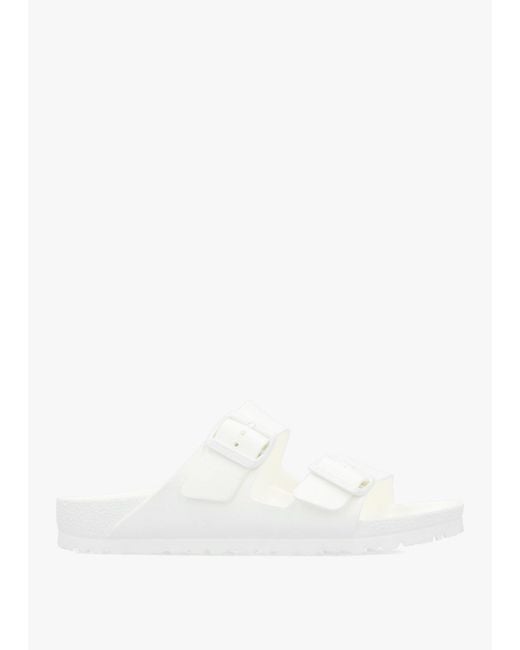 Birkenstock White Arizona Eva Two Bar Mules , Fabric