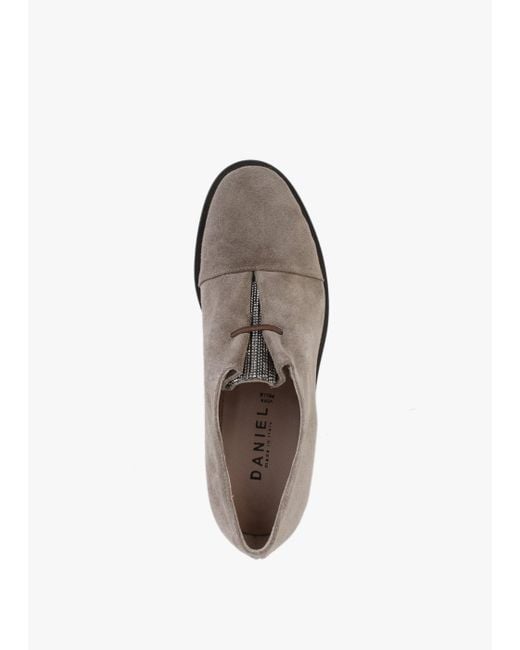 Daniel Gray Crystie Taupe Suede Embellished Oxford Shoes
