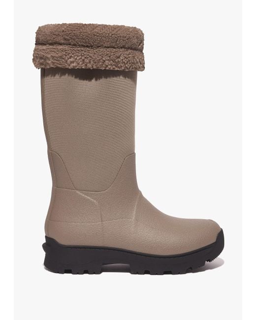 Fitflop Brown Wonderwelly Atb Minky Grey Wellington Boots