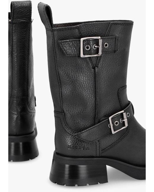 Miista Renate Black Leather Biker Boots
