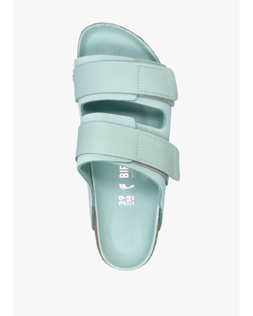 Birkenstock Green Uji Nubuck Leather Two Bar Sandals