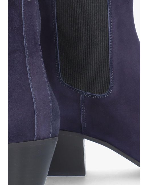 Evaluna Blue Margot Western Stacked Heel Chelsea Boots