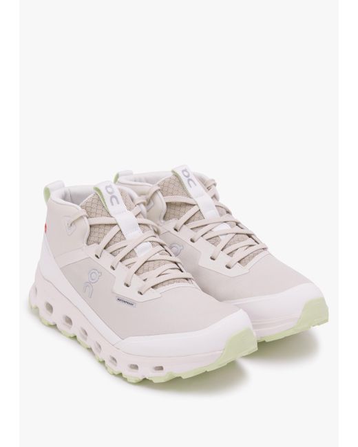 On Shoes White Cloudroam Waterproof Ice Limelight High Top Trainers