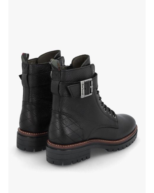 Barbour Black Heidi Ii Pebbled Leather Camando Ankle Boots
