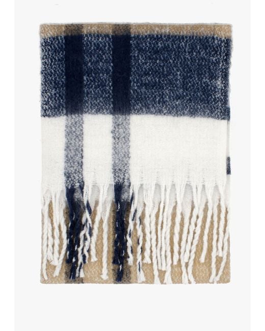 Barbour Blue Isla Hessian Tartan Bouclé Scarf
