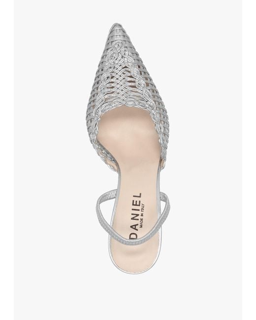 Daniel White Tiffi Low Woven Sling Back Mid Heel Court Shoes