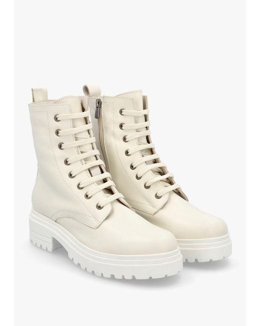 Daniel Natural Bicky Off White Leather Lace Up Ankle Boots