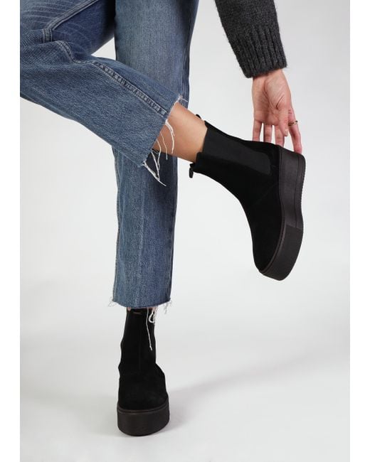 Daniel Tred Black Suede Flatform Chelsea Boots