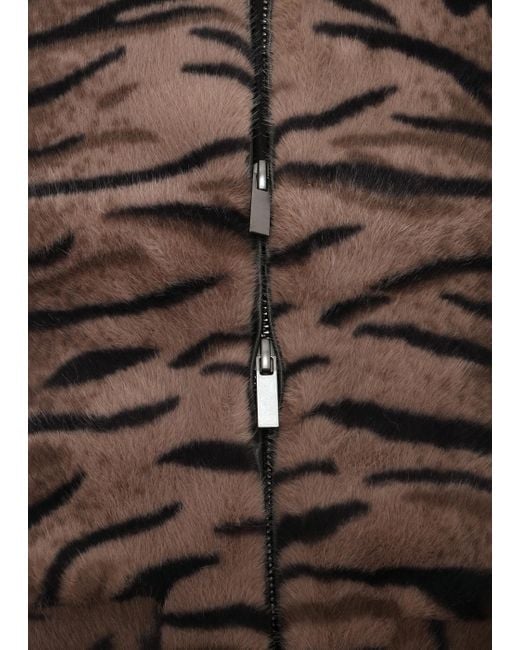 Charlotte Simone Ginger Brown Tiger Faux Fur Bomber Jackets