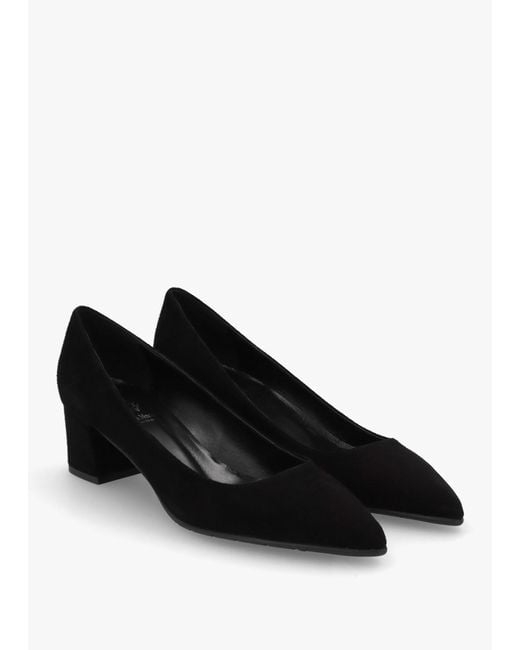 Luca Grossi Black Suede Pointed Toe Block Heel Court Shoes