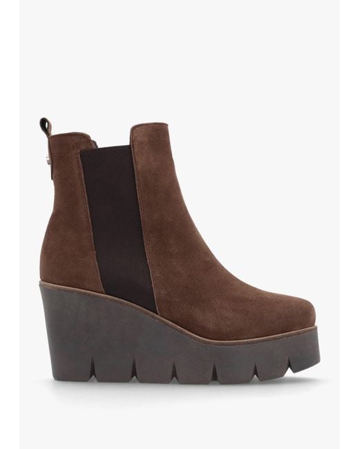 Alpe Alpaca Brown Suede Wedge Ankle Boots