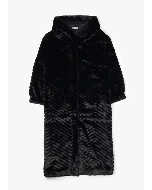 Daniel Black Faux Fur Longline Hooded Coat