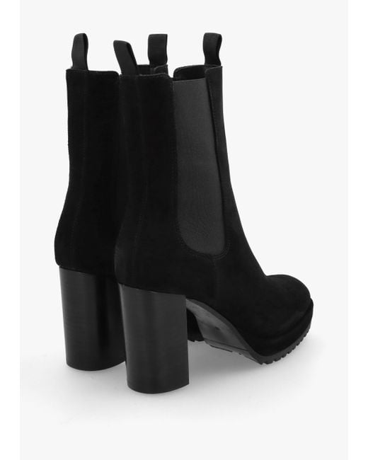 Daniel Thea Black Suede High Block Heel Platform Chelsea Boots