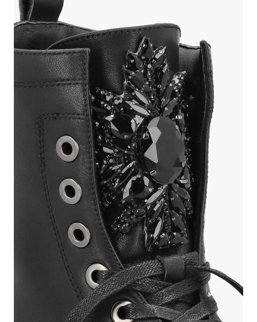 Daniel Amari Black Leather Embellished Ankle Boots
