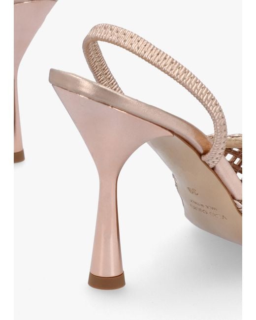 Daniel White Tiffi Rose Gold Metallic Leather Woven Sling Back Court Shoes