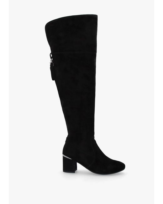 Moda In Pelle Retta Black Suede Block Heel Over The Knee Boots