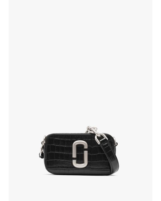 Marc Jacobs The Snapshot Croc Chain Black Leather Camera Bag