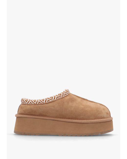 Daniel Brown Somolly Tan Suede Shearling Platform Slippers