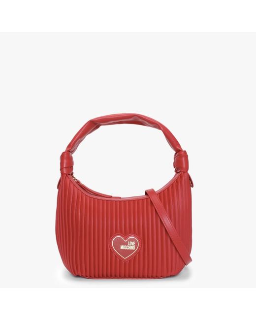 Love Moschino Small Pleated Rosso Hobo Bag in Red Lyst