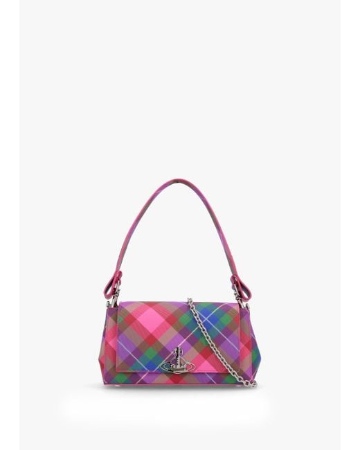 Vivienne Westwood Pink Hazel Medium Candy Tartan Shoulder Bag