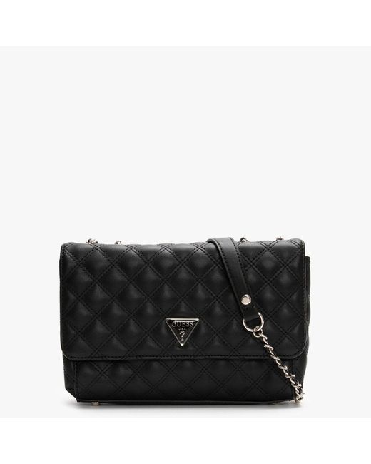Guess Cessily Convertible Flap Black Quilted Shoulder Bag