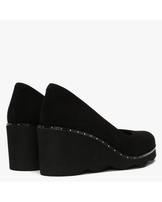 black suede wedge court shoes
