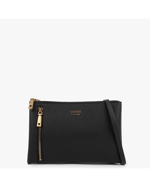 Guess Naya Double Zip Black Crossbody Bag Lyst