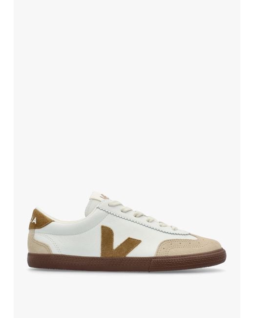 Veja White Volley O.T Leather Tent Bark Trainers