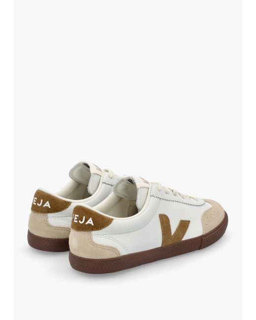 Veja White Volley O.T Leather Tent Bark Trainers
