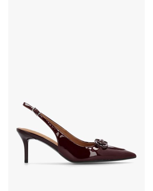 Daniel Brown Eppie Burgundy Patent Leather Mid Heel Sling Back Shoes