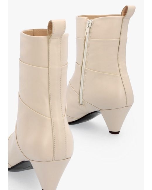 Cream leather ankle boots hot sale