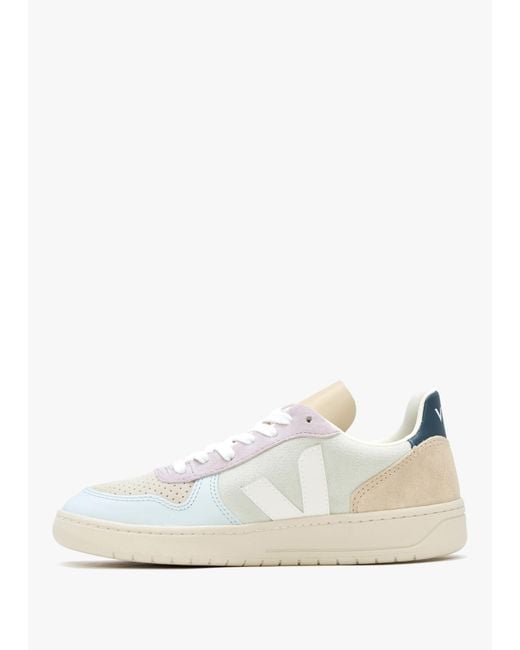 Veja White V-10 Suede Jade Multico Trainers