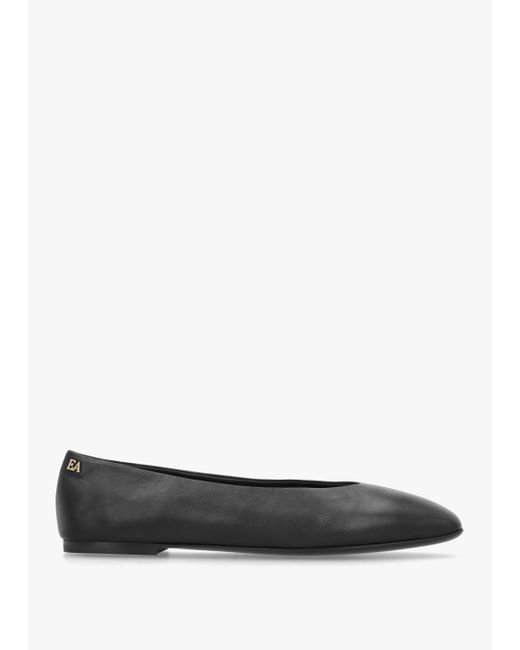 Emporio Armani White Leather Square Toe Ballet Pumps Leather