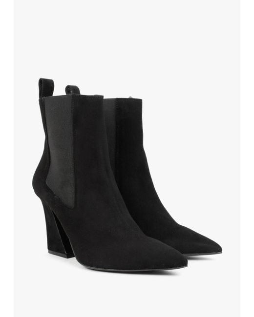 Daniel Nelsea Black Suede Shaped Heel Ankle Boots