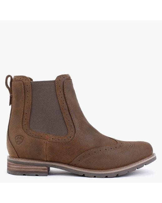 Ariat Wexford Brogue Weathered Honey Leather Waterproof Chelsea Boots