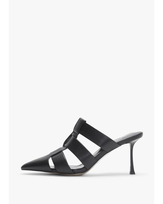Daniel Sylvie Black Leather Pointed Toe Heeled Mules