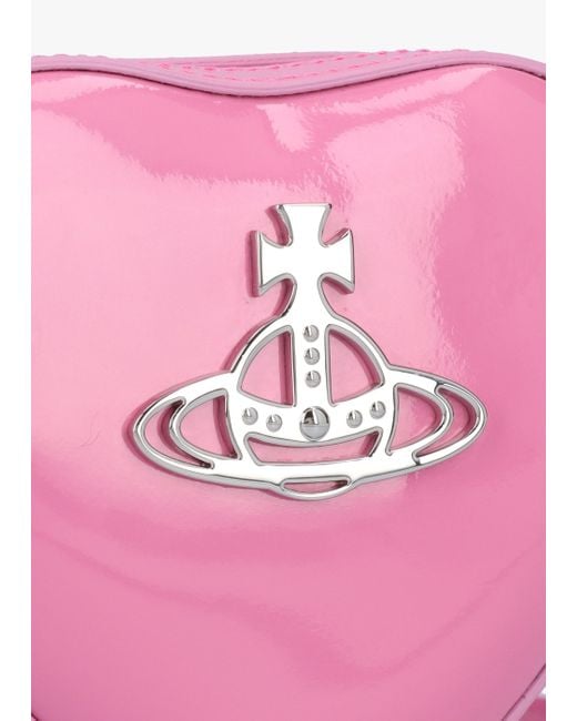 Vivienne Westwood Mini Heart Pink Shiny Patent Leather Cross-body Bag