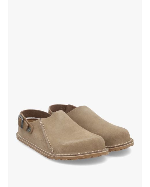 Birkenstock White Lutry Premium Suede Leather Taupe Clogs