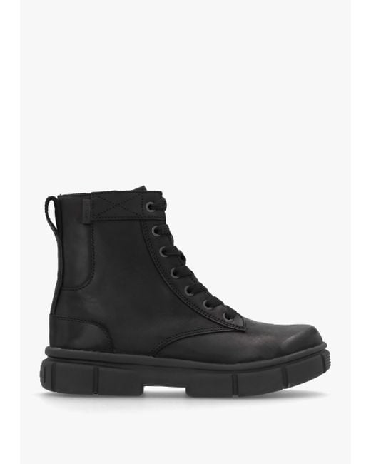 Sorel Women's Explorer Strttm Black Black Leather Lace Up Boots