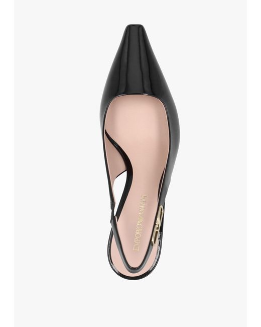 Emporio Armani White Decollete Leather Sling Back Heels