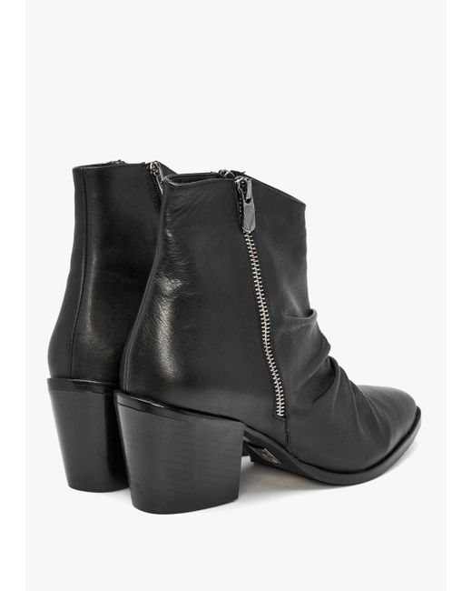 Moda In Pelle Coralie Black Leather Western Ankle Boots