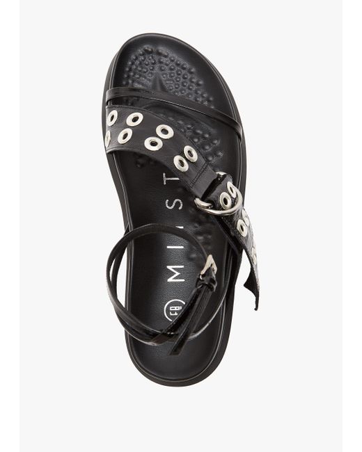 Miista White Zilda Black Leather Chunky Sandals