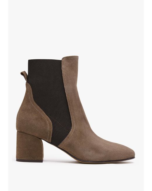 Daniel Brown Lancey Taupe Suede Block Heel Ankle Boots