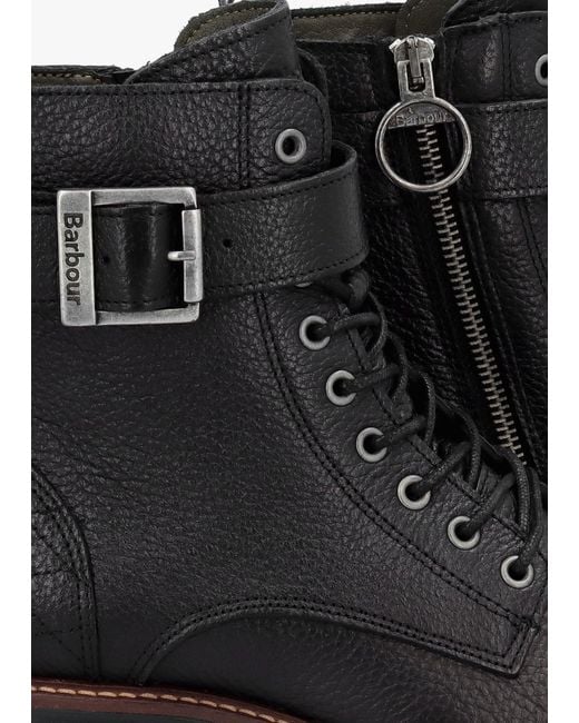 Barbour Black Heidi Ii Pebbled Leather Camando Ankle Boots